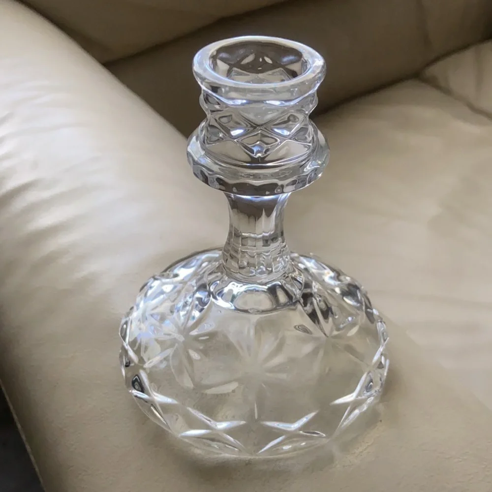 Vintage Crystal Pressed Glass Candlestick Holder